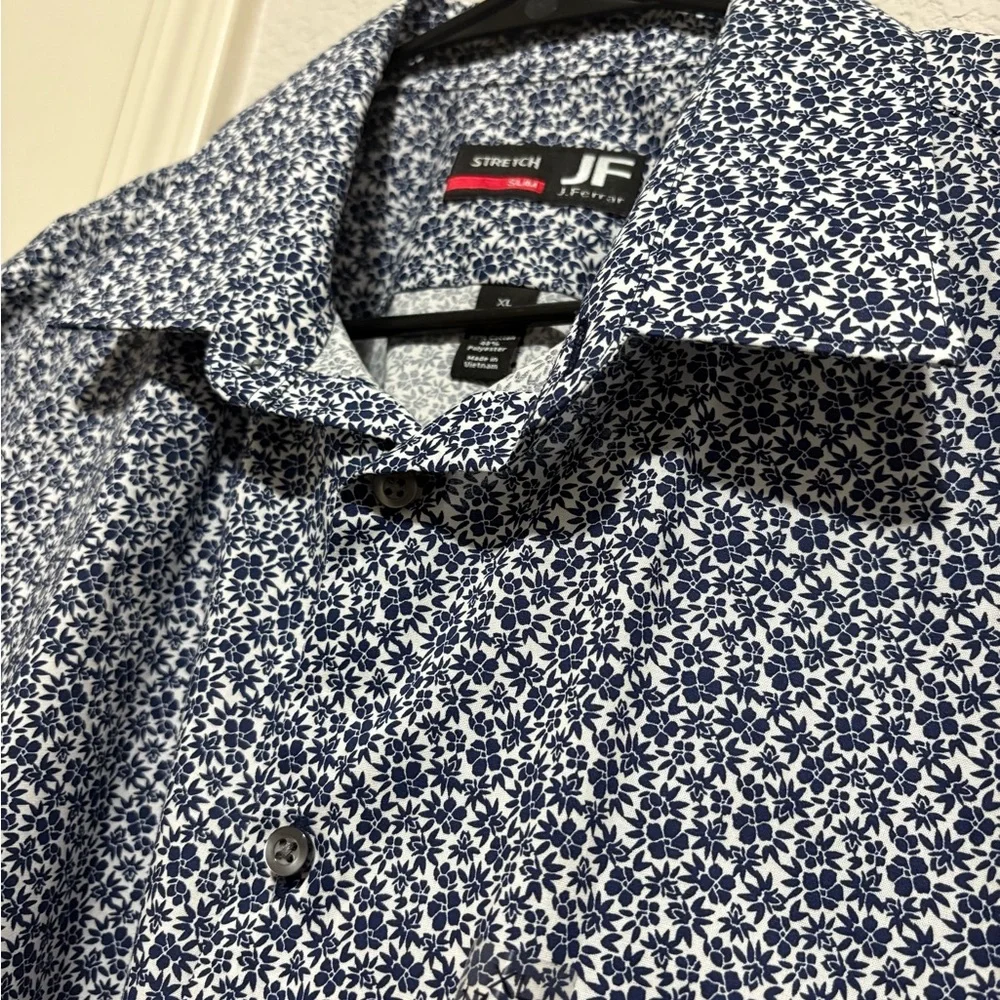 JF J.Ferrar Navy Floral Shirt - Picture 7 of 8